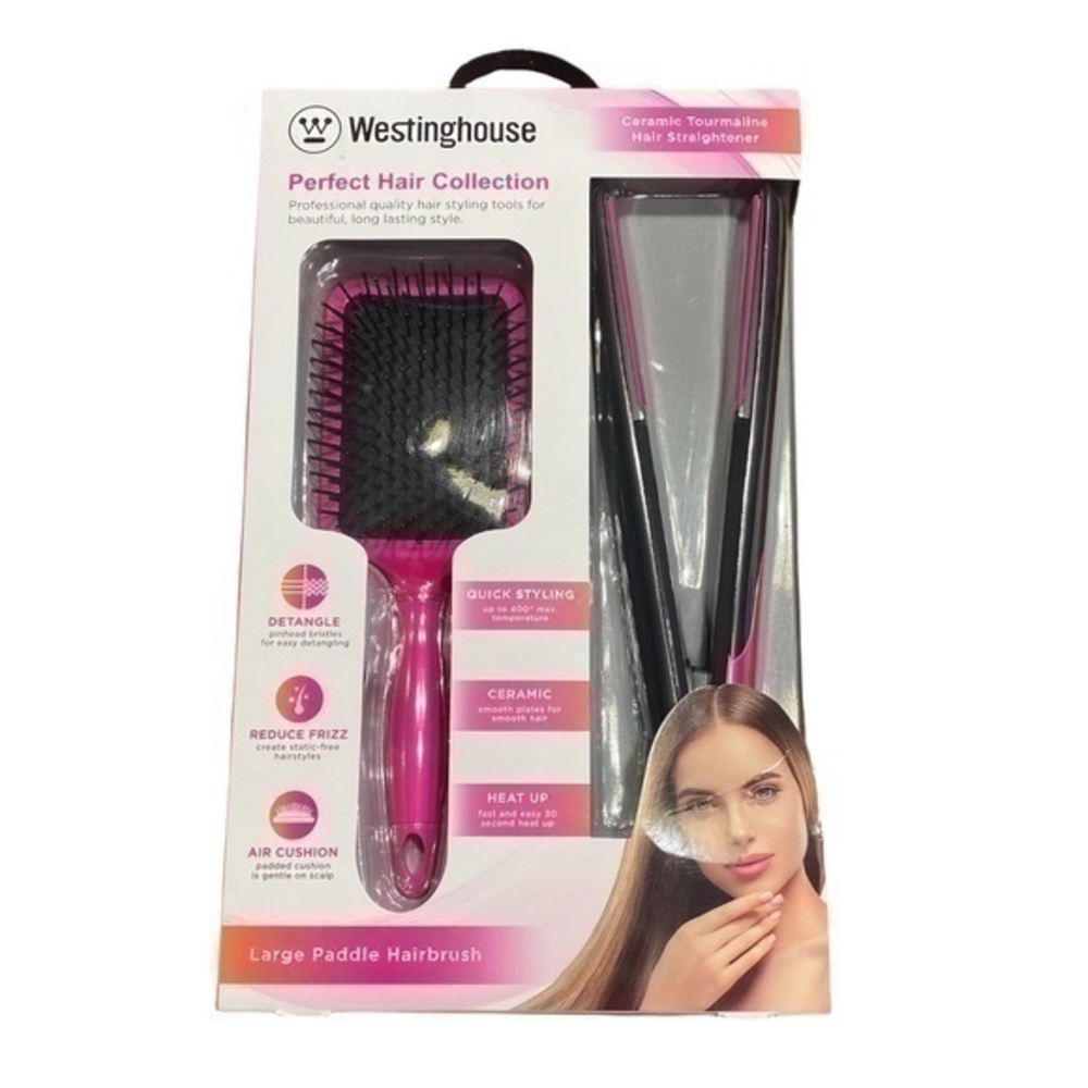 Westinghouse Ceramic Tourmaline Hair Straightener and Brush NIB